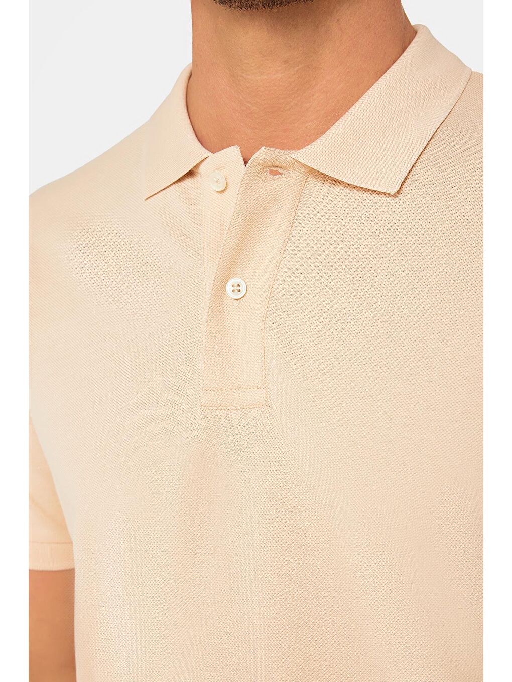 TUDORS Ekru Erkek Slim Fit Dar Kesim %100 Pamuk Düz Pike Krem Polo Yaka Tişört - 3