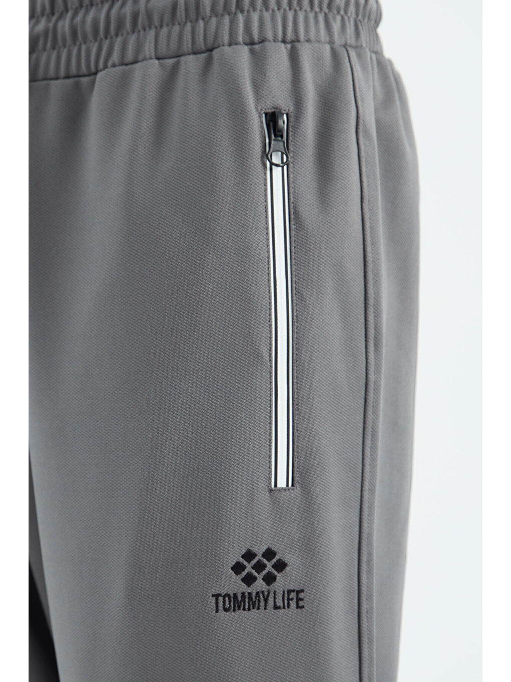 Koyu Gri Bağcıklı Cep Detaylı Rahat Kalıp  Erkek Jogger Eşofman Altı - 84993-4