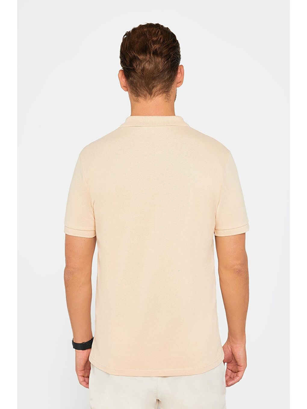 TUDORS Ekru Erkek Slim Fit Dar Kesim %100 Pamuk Düz Pike Krem Polo Yaka Tişört - 4