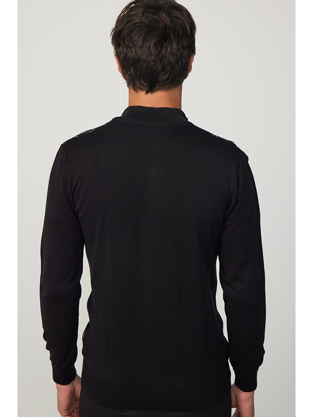 Karışık Erkek Slim Fit Dar Kesim Yarım Balıkçı Yaka Fermuarlı Önü Desenli Hırka-4