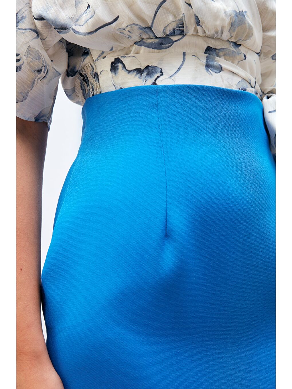 Düz Kalem Etek - Mavi-4