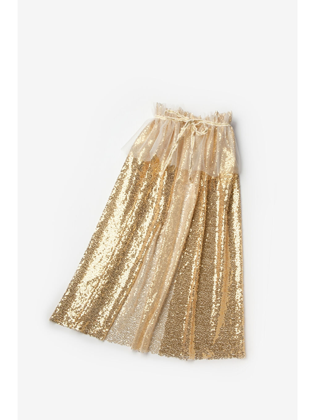 Sarı Altın Payetli Kız Çocuk Parti Pelerini-2