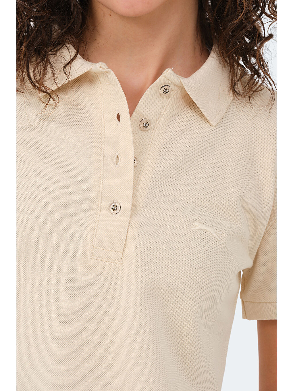 Ekru VERA I Kadın Polo Yaka Krem Tişört-3