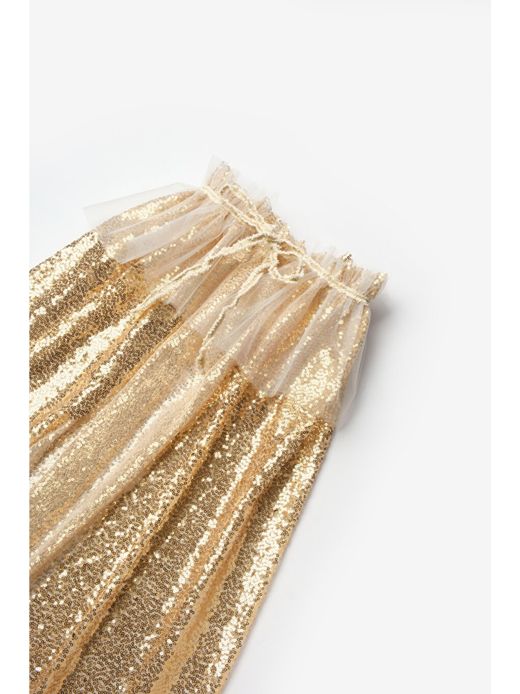 Sarı Altın Payetli Kız Çocuk Parti Pelerini-3