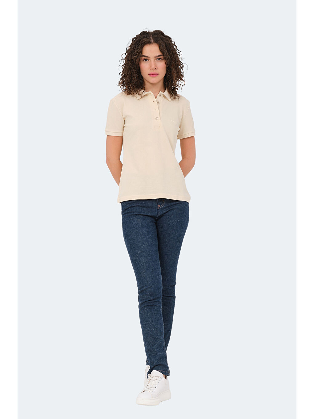 Ekru VERA I Kadın Polo Yaka Krem Tişört-6