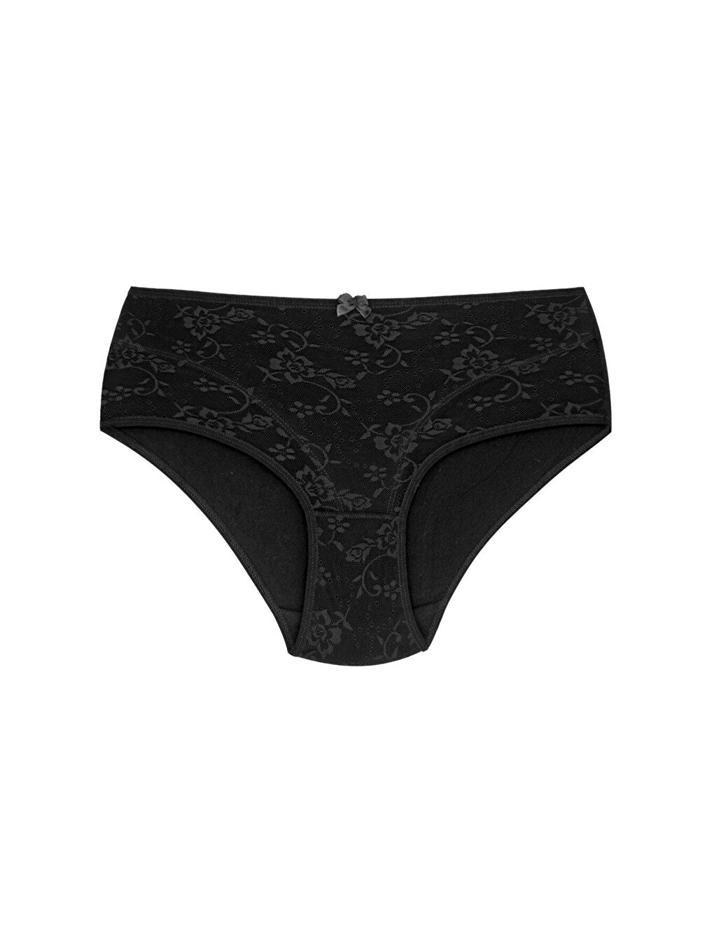 Siyah Pamuklu Önü Astarlı Lez Dantel Yüksek Bel Kadın Külot