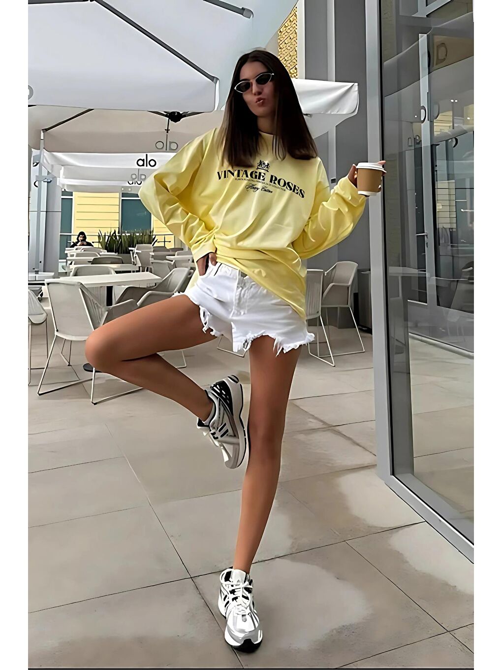 Sarı %100 Pamuklu Baskılı Uzun Kollu Tişört Mg2451-2