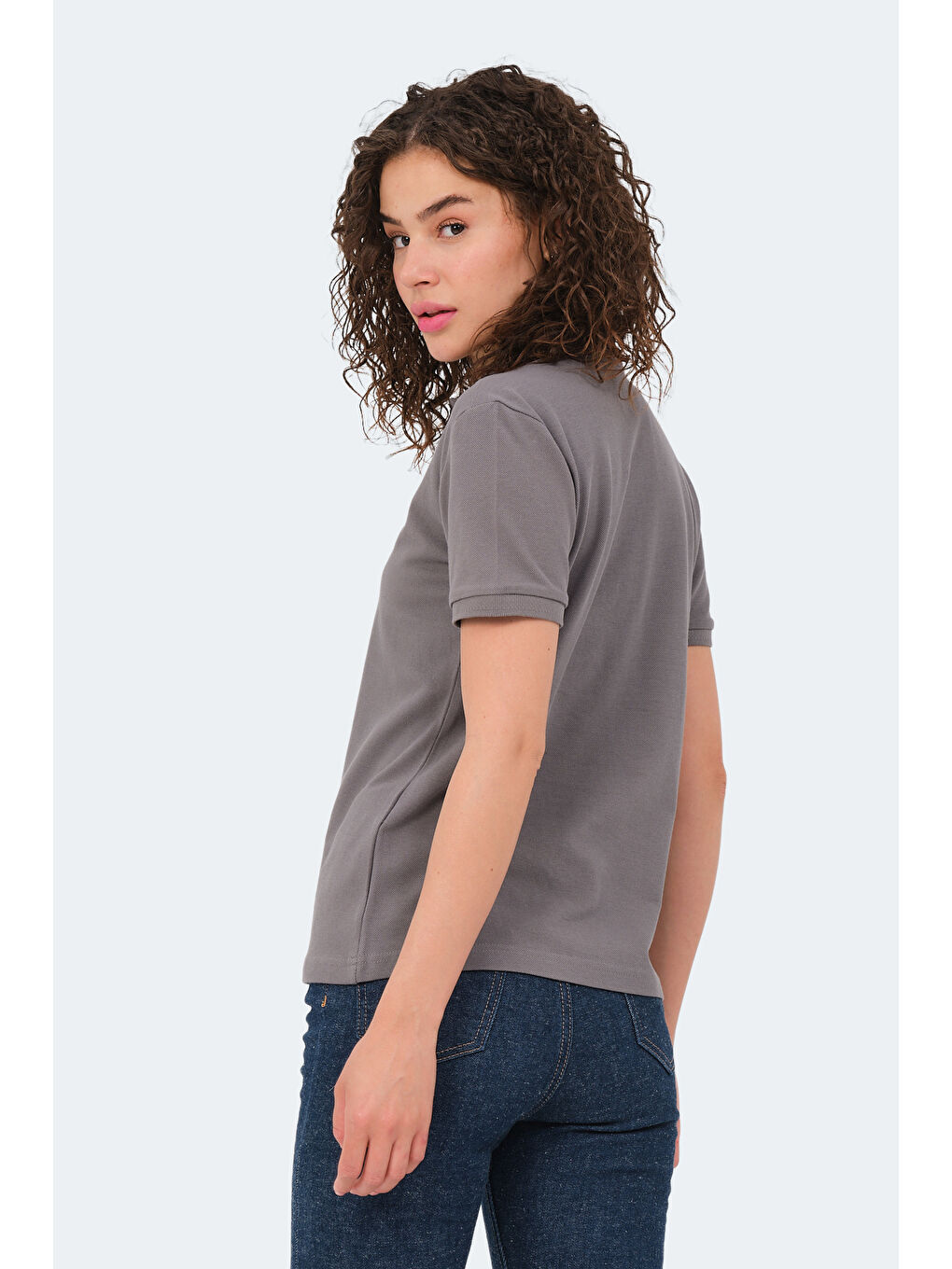 VERA I Kadın Polo Yaka Koyu Gri Tişört-1