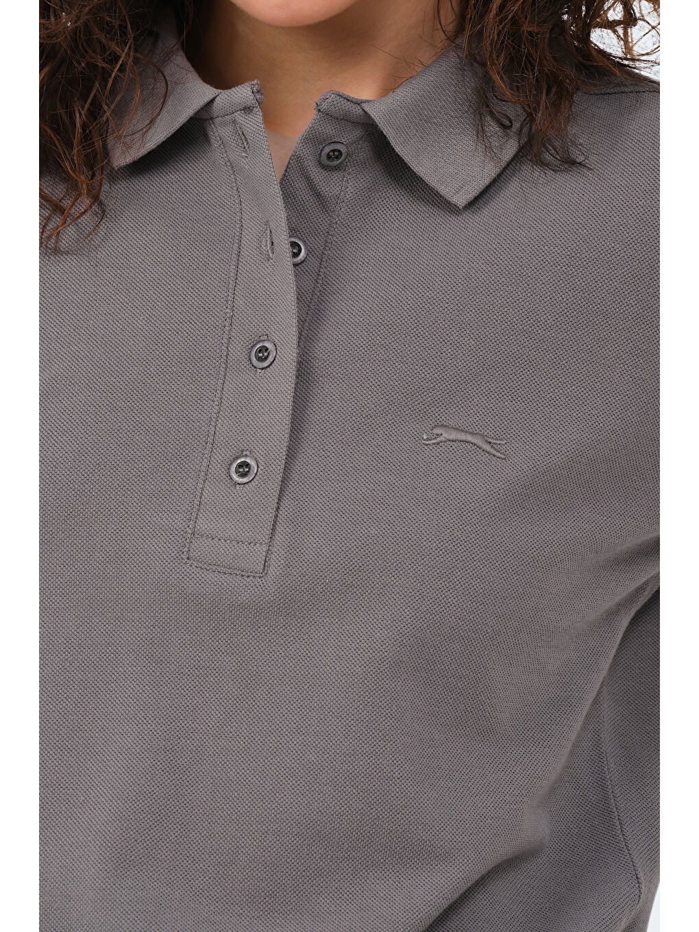 VERA I Kadın Polo Yaka Koyu Gri Tişört-3