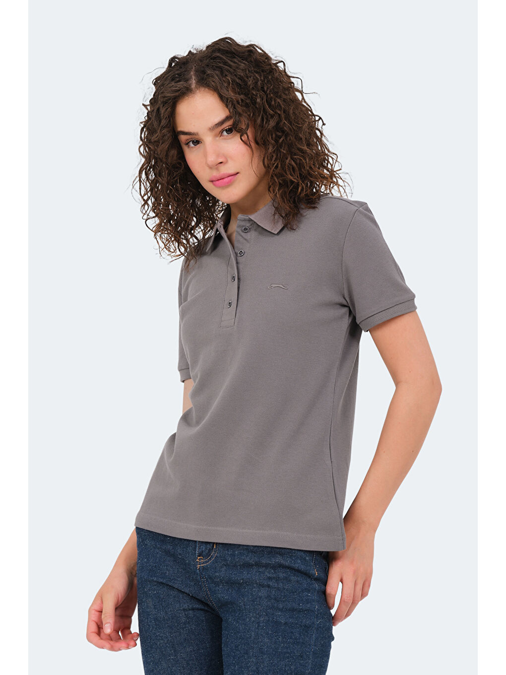 VERA I Kadın Polo Yaka Koyu Gri Tişört-4