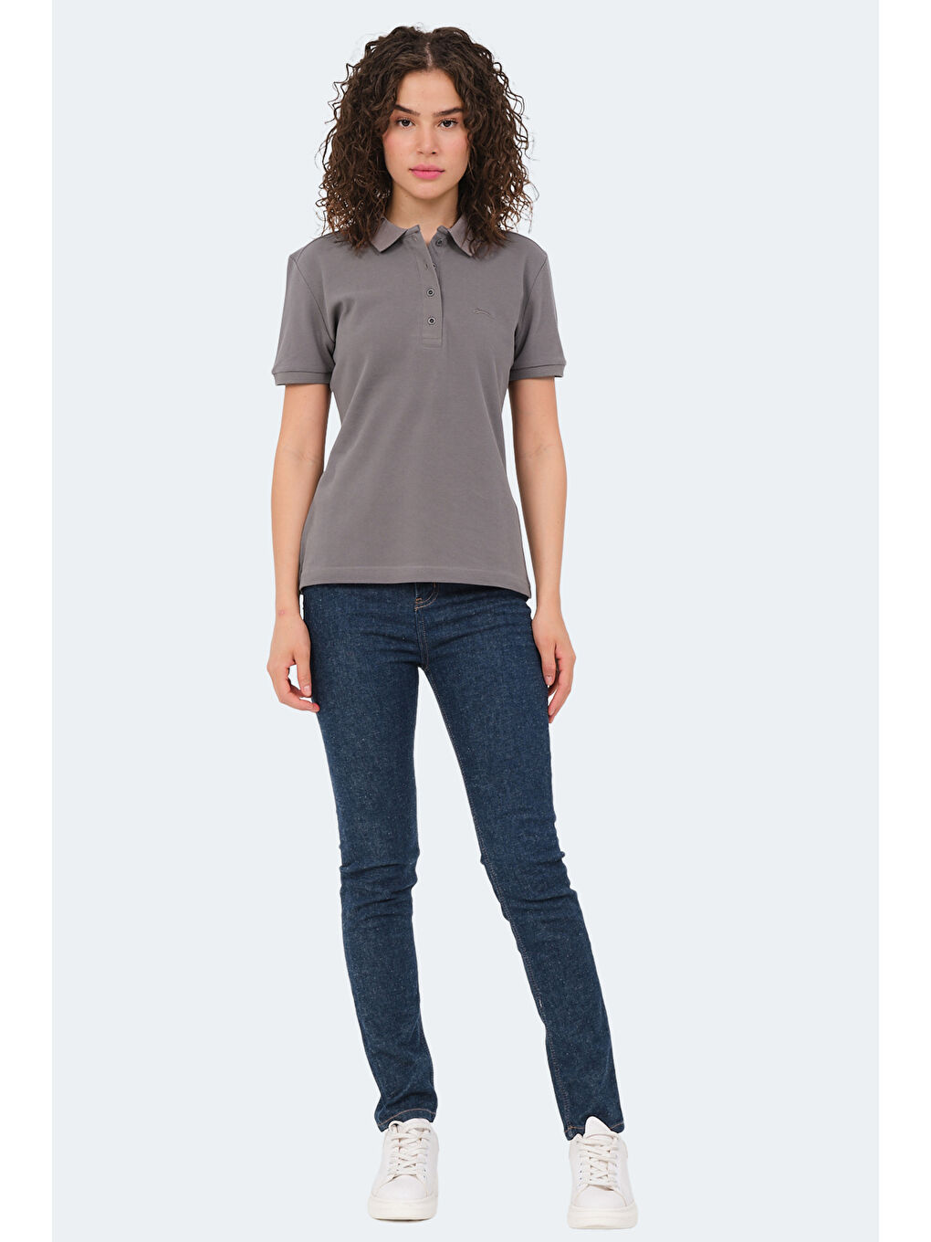 VERA I Kadın Polo Yaka Koyu Gri Tişört-6