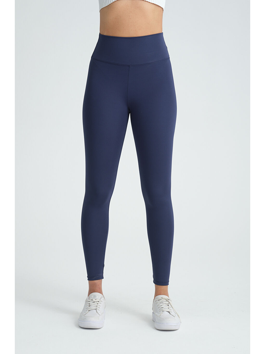 Lacivert Yüksek bel İçi Şardonlu Dalgıç Esnek Tayt-1