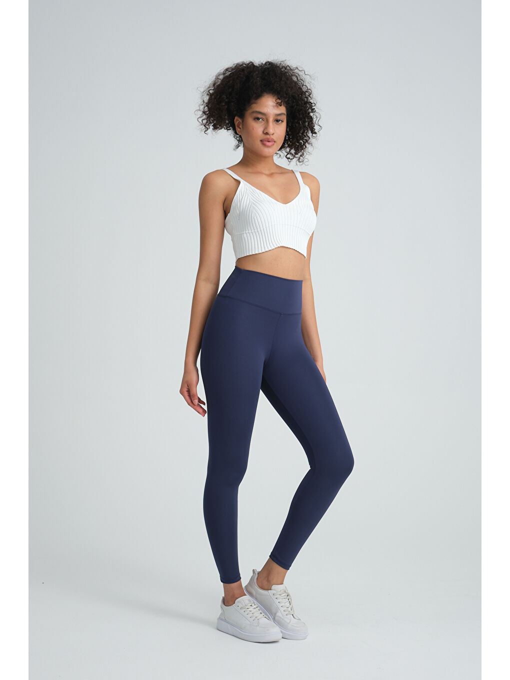 Lacivert Yüksek bel İçi Şardonlu Dalgıç Esnek Tayt-3