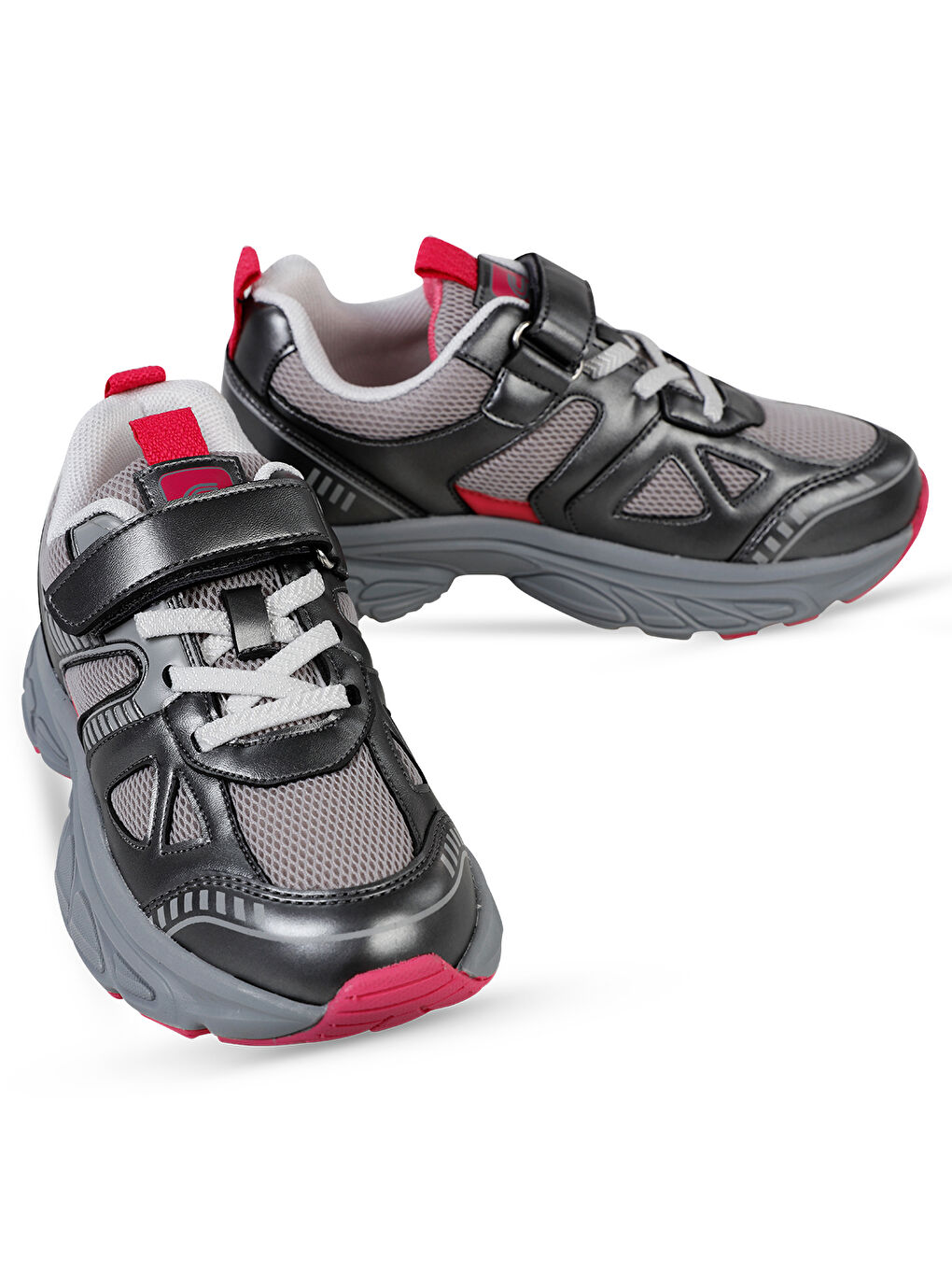 Gri Sport Kız Çocuk Spor Ayakkabı 31-35 Numara Füme-Fuşya-1