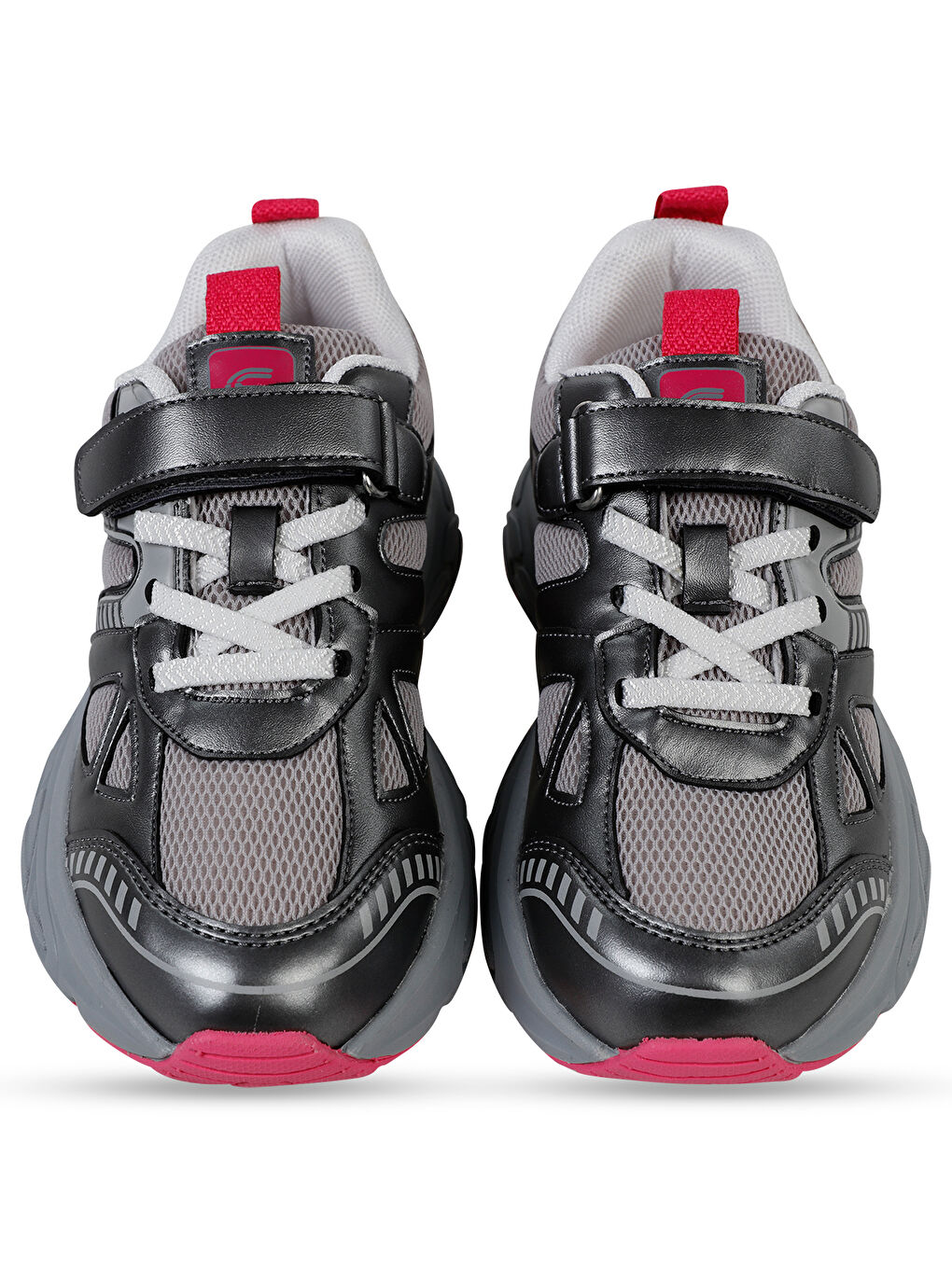 Gri Sport Kız Çocuk Spor Ayakkabı 31-35 Numara Füme-Fuşya-2