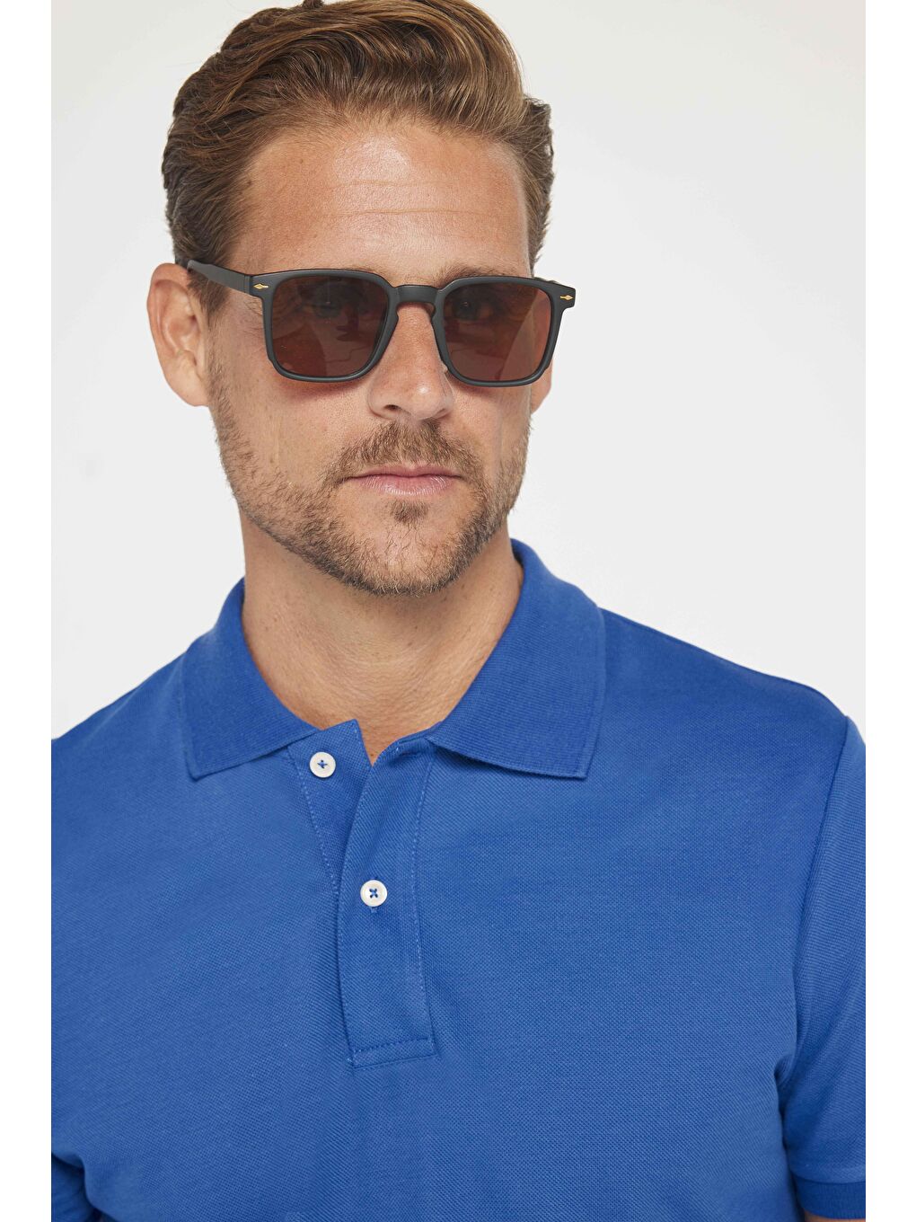 İndigo Erkek Slim Fit Dar Kesim %100 Pamuk Düz Pike Indigo Polo Yaka Tişört-2