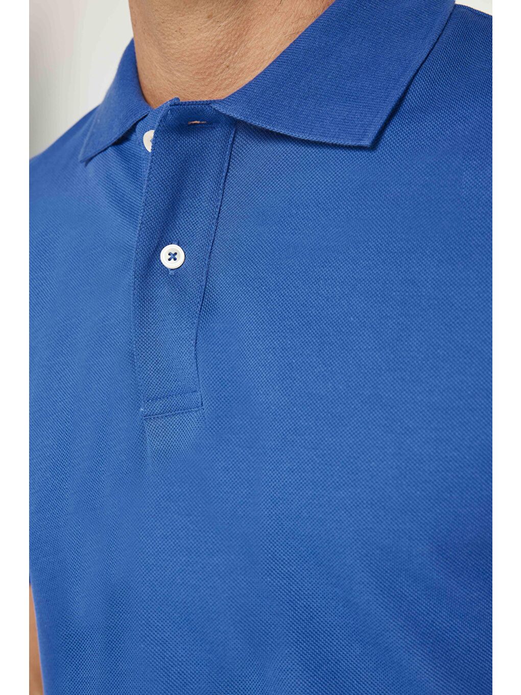 İndigo Erkek Slim Fit Dar Kesim %100 Pamuk Düz Pike Indigo Polo Yaka Tişört-3