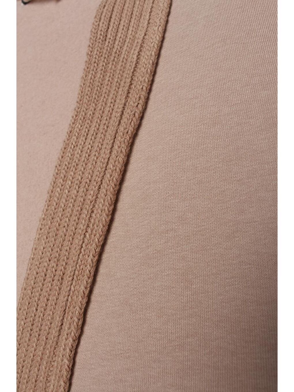 Bej Triko Garnili Kuşaklı Rahat Hırka-7