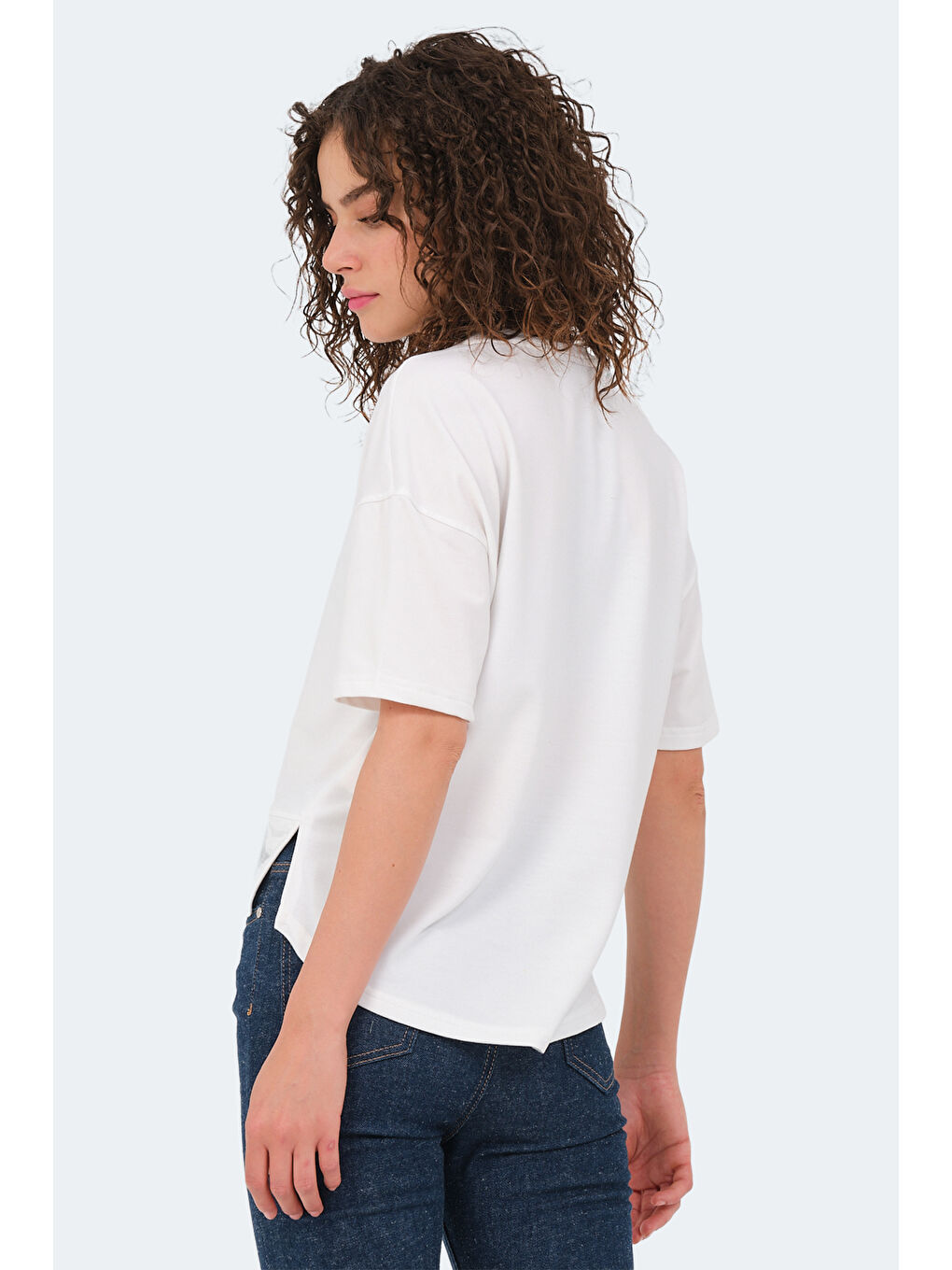 VILLAGE Kadın Oversıze Ekru Tişört-1