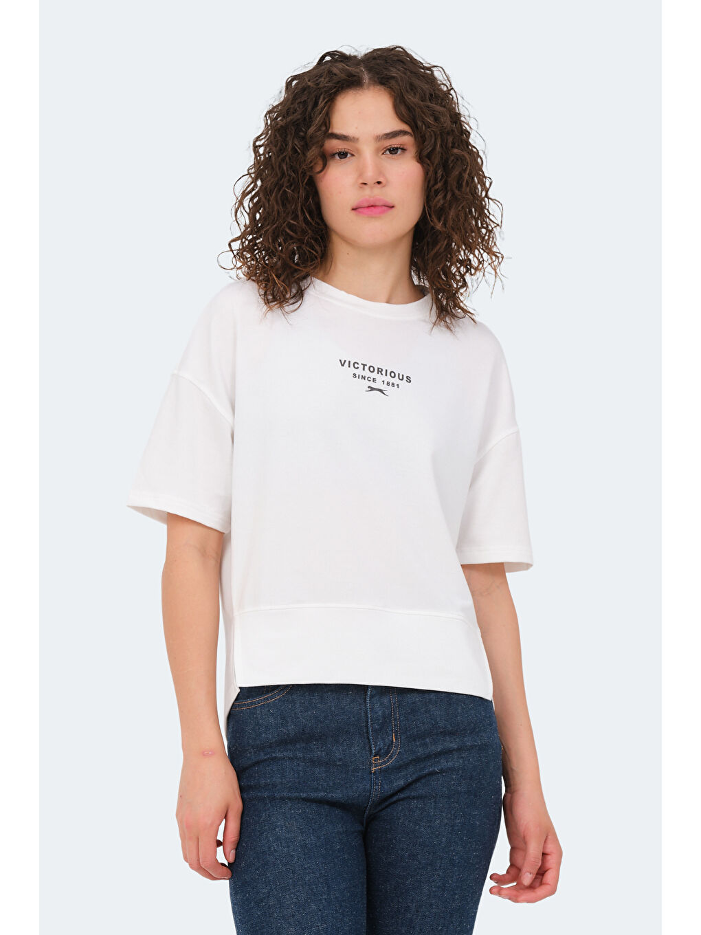 VILLAGE Kadın Oversıze Ekru Tişört-2