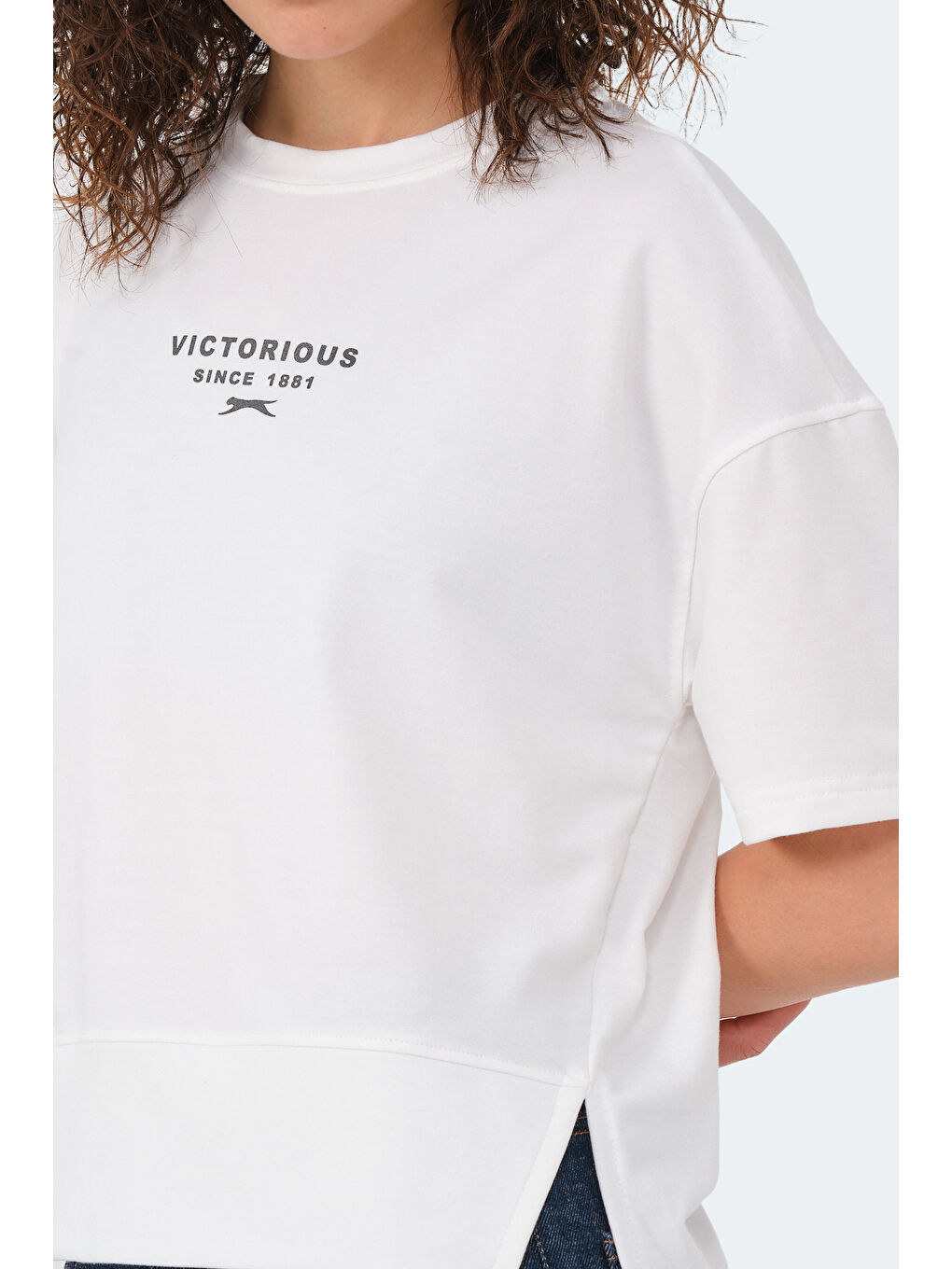 VILLAGE Kadın Oversıze Ekru Tişört-3