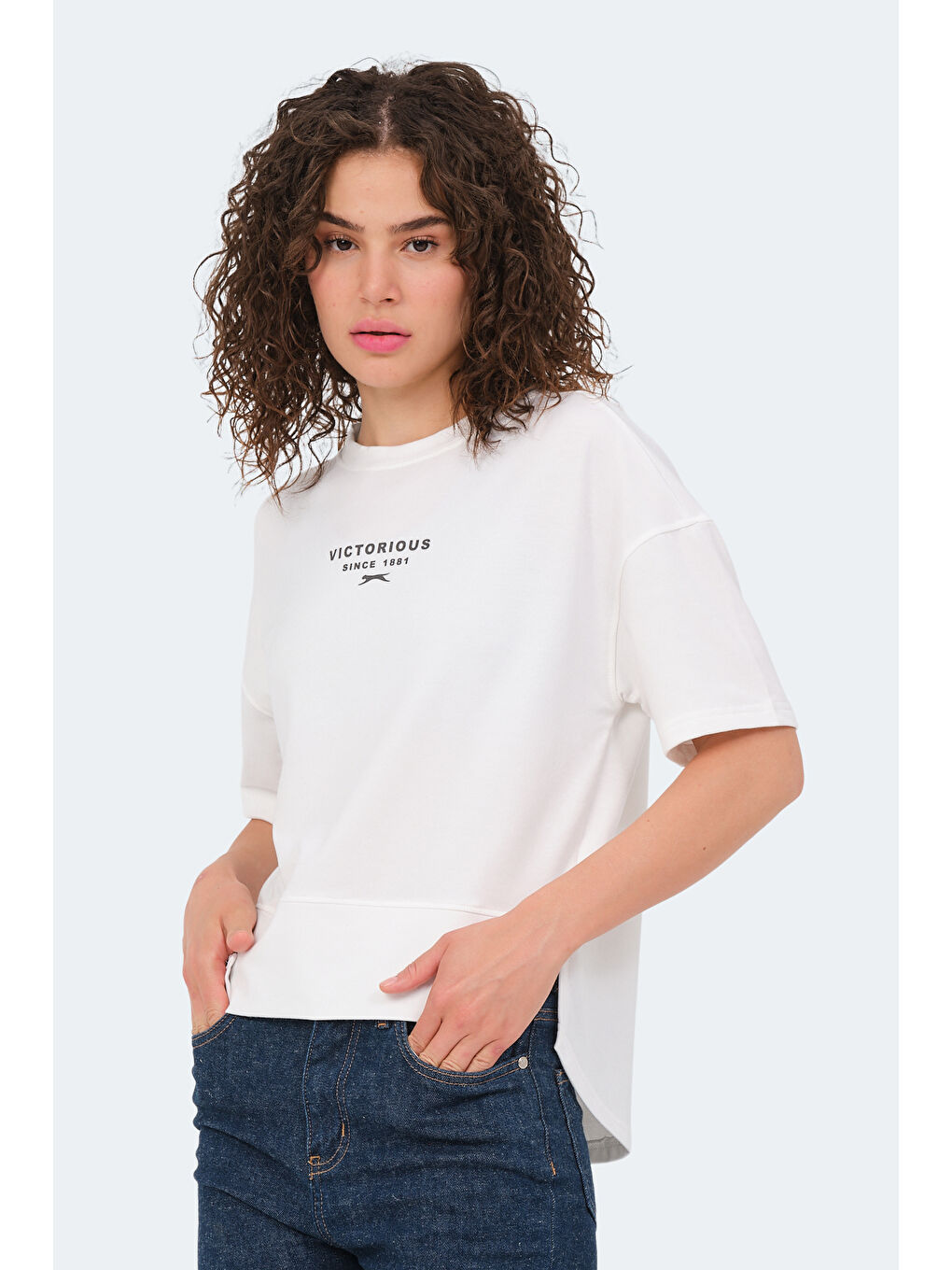 VILLAGE Kadın Oversıze Ekru Tişört-5