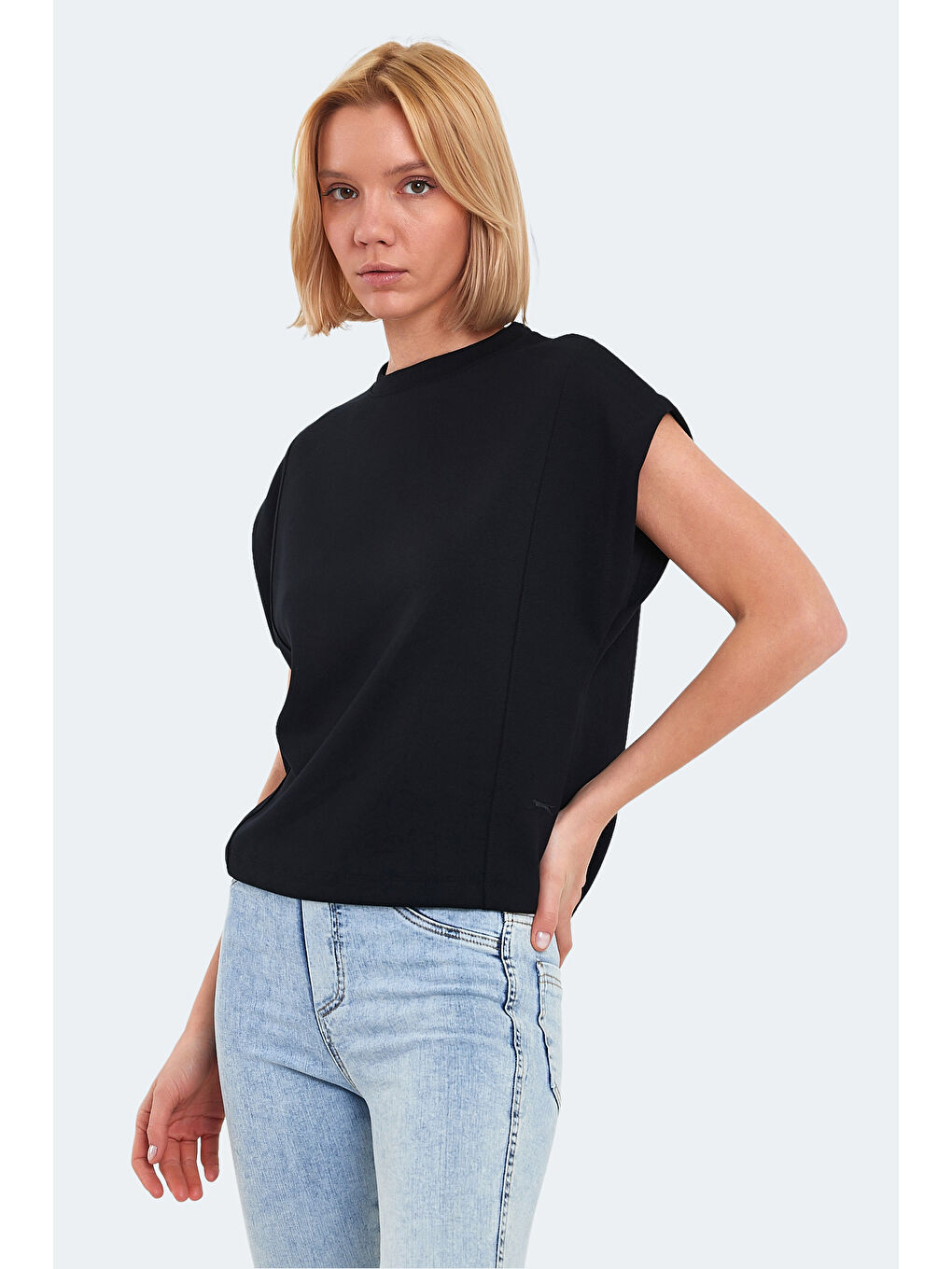 VINCENZA Kadın Siyah Tişört-2