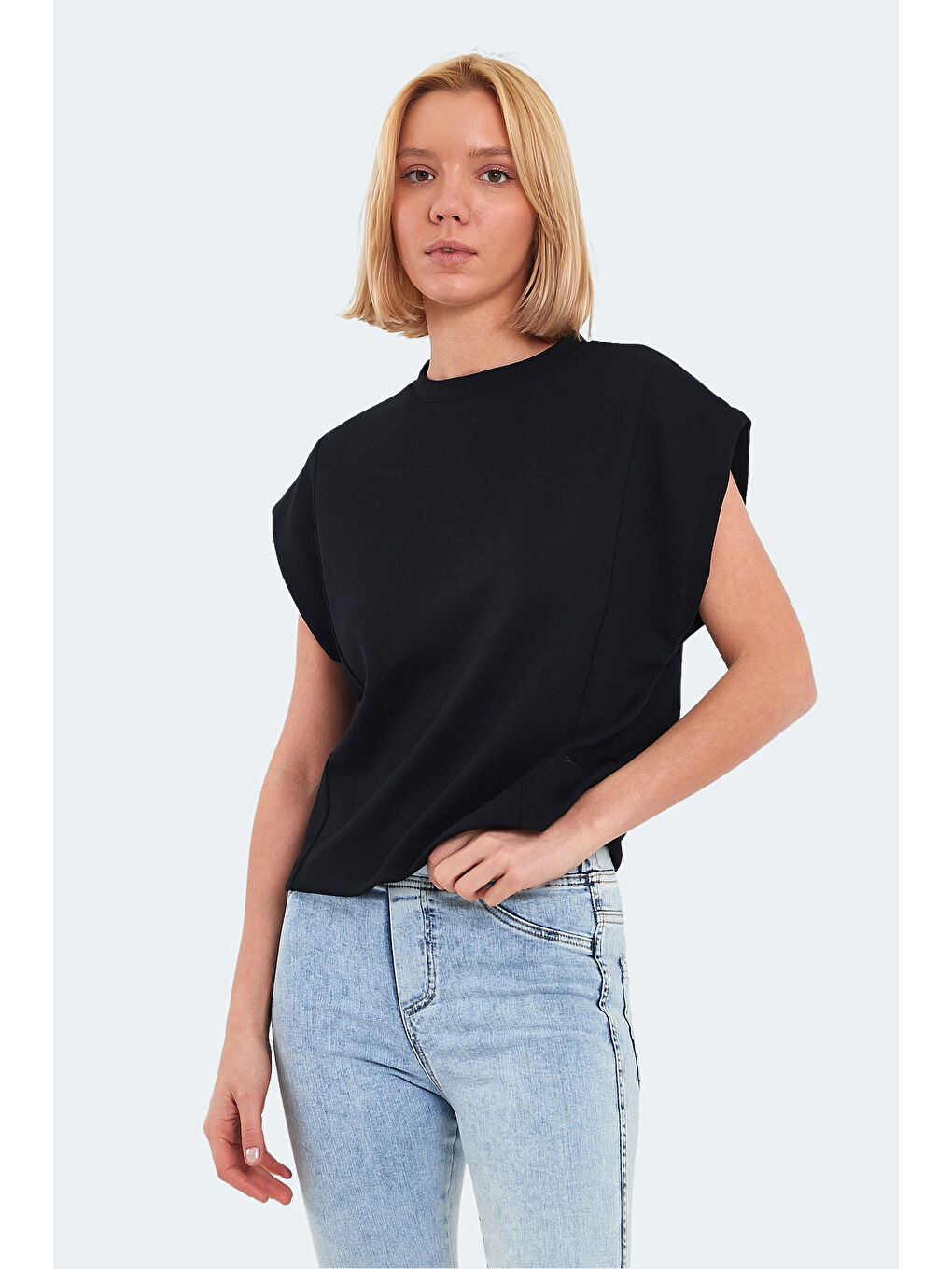 VINCENZA Kadın Siyah Tişört-5