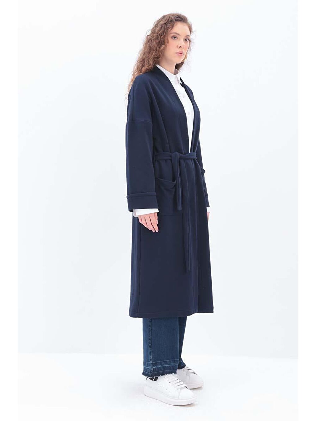 Lacivert Kolu Katlamalı Sweat Hırka-2