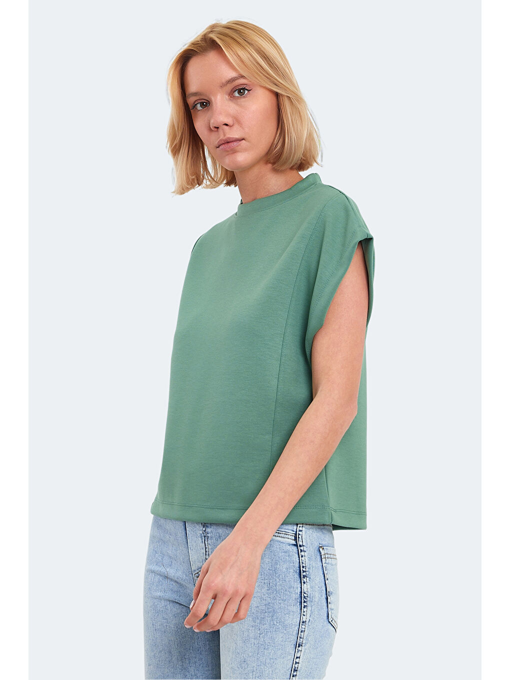 Turkuaz VINCENZA Kadın Su Yeşili Tişört-5