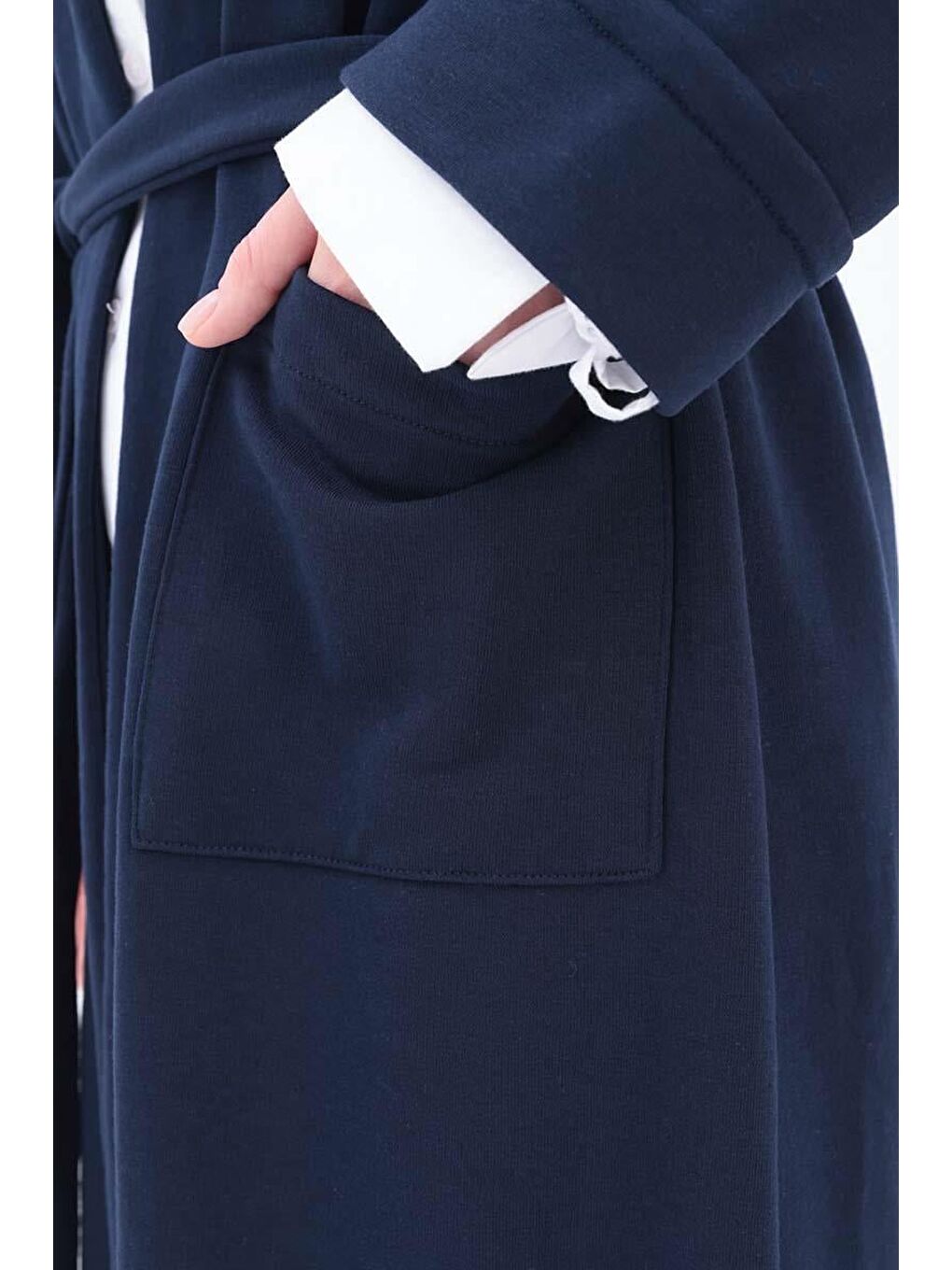 Lacivert Kolu Katlamalı Sweat Hırka-4