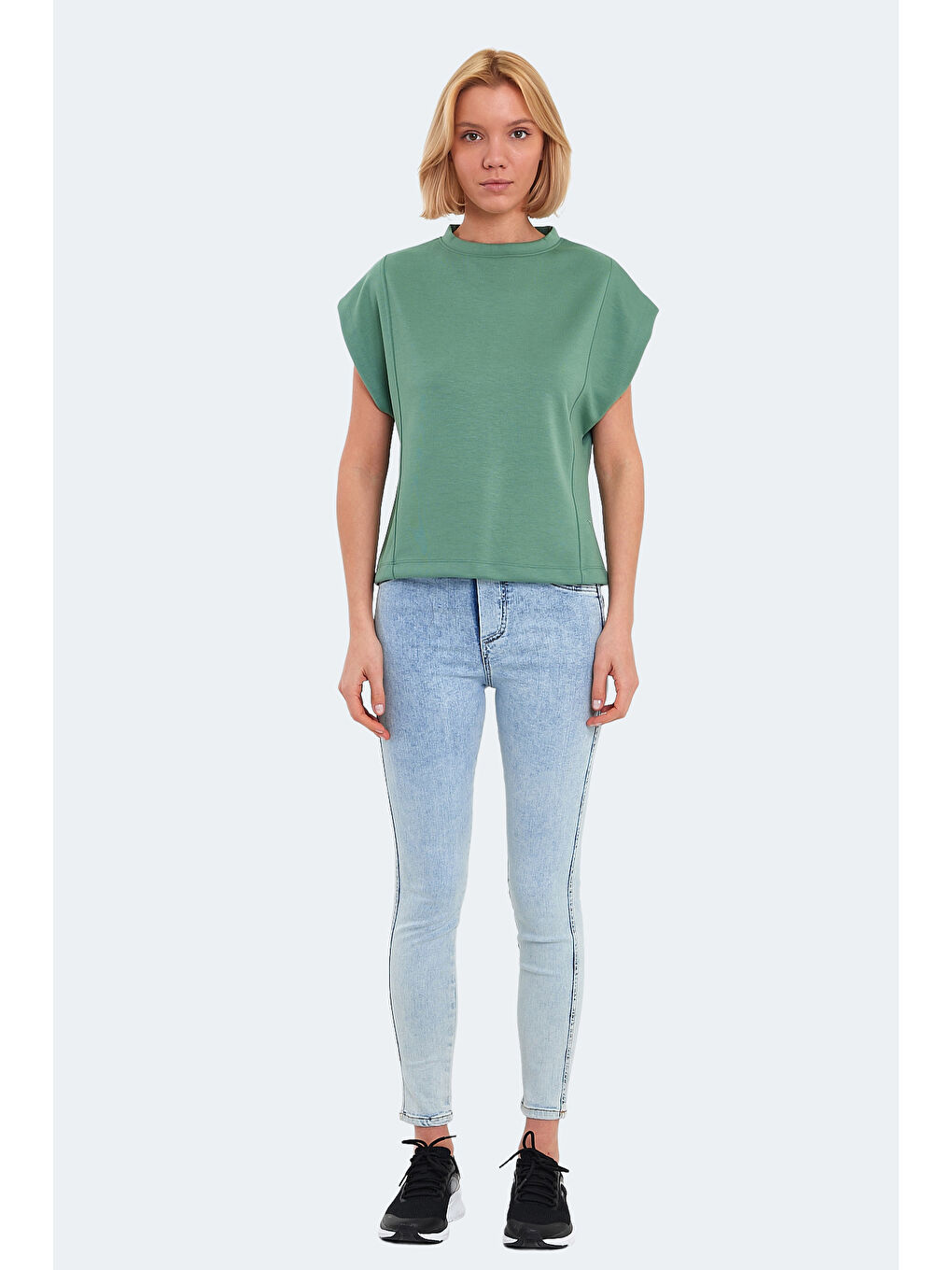 Turkuaz VINCENZA Kadın Su Yeşili Tişört-6
