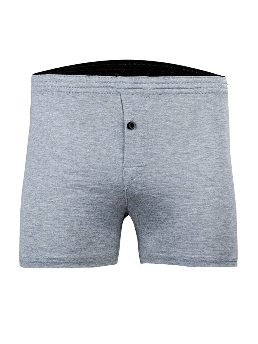 6'lı Erkek Gri Pamuklu Havlu Bel Penye Rahat Kesim Düğmeli Büyük Beden Boxer-1