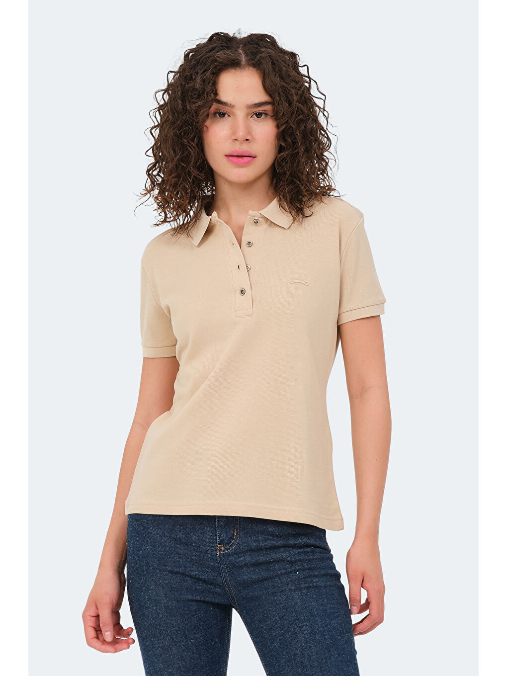 VERA I Kadın Polo Yaka Bej Tişört-2