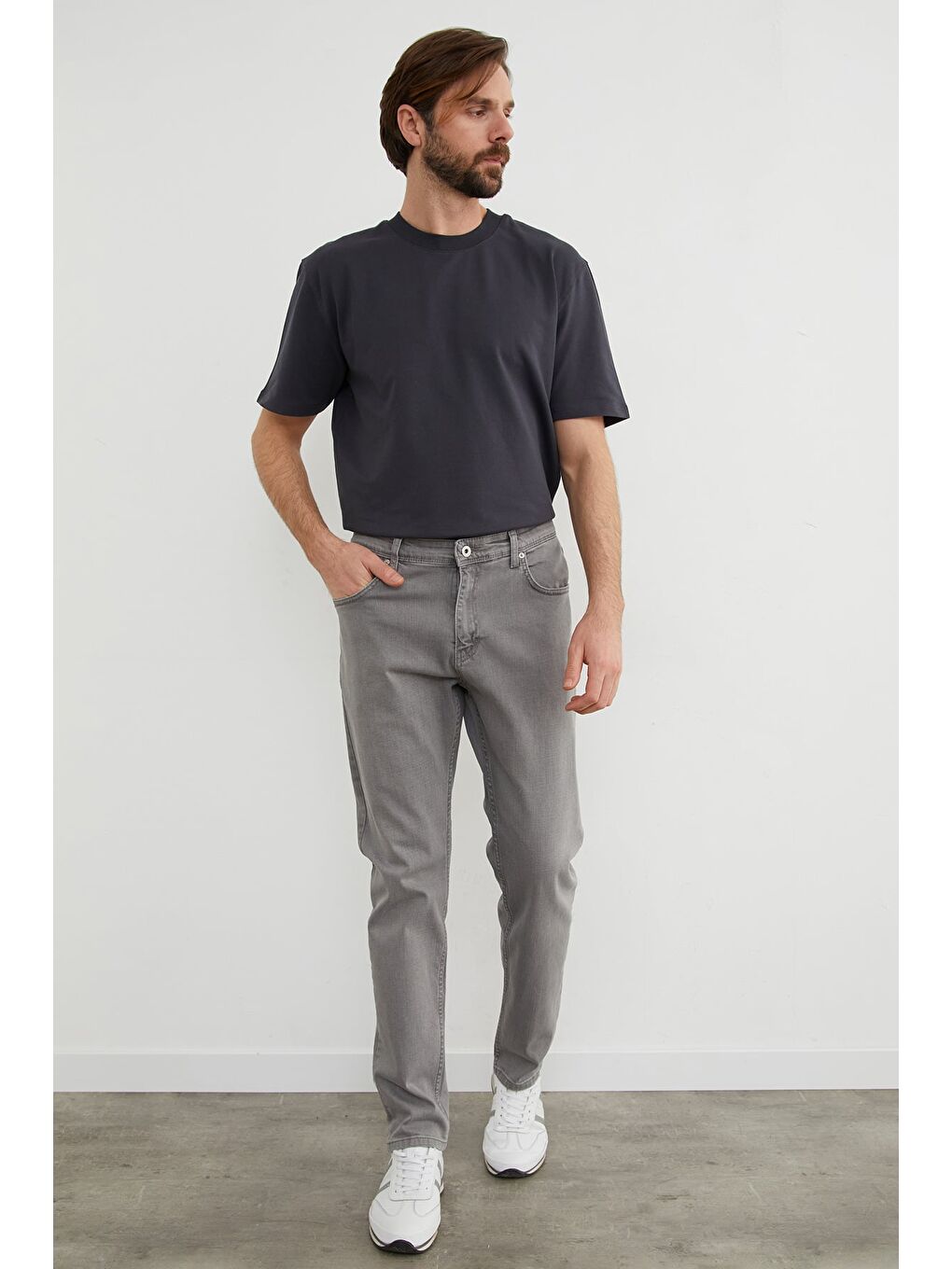 Gri Büyük Beden Regular Fit Jean-2