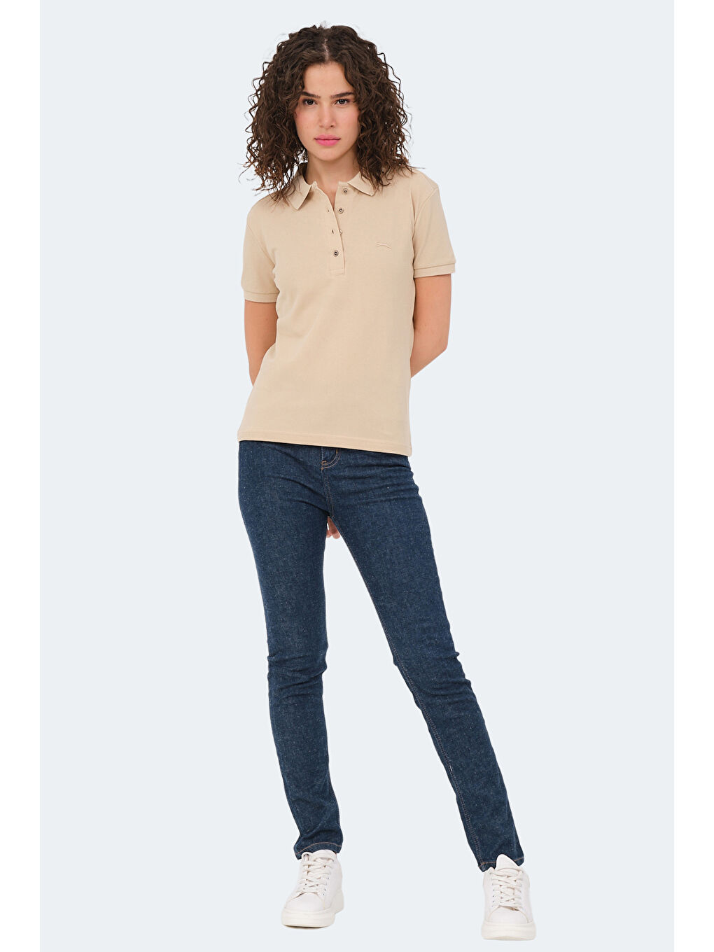 VERA I Kadın Polo Yaka Bej Tişört-6