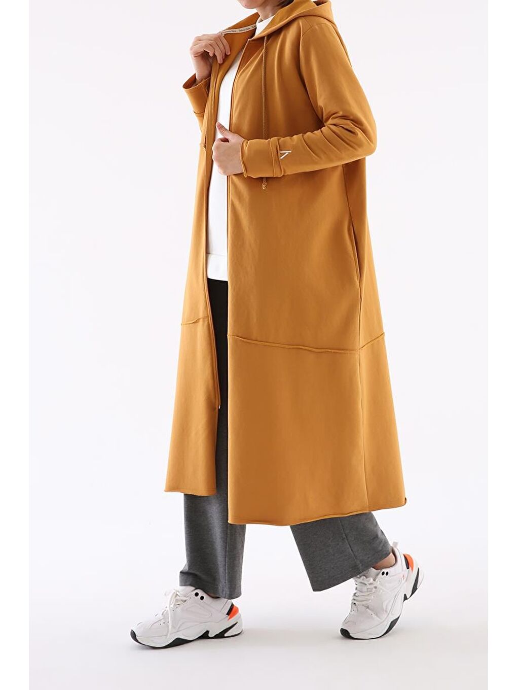 Sarı Açık Hardal Büyük Beden Penye Hırka-2