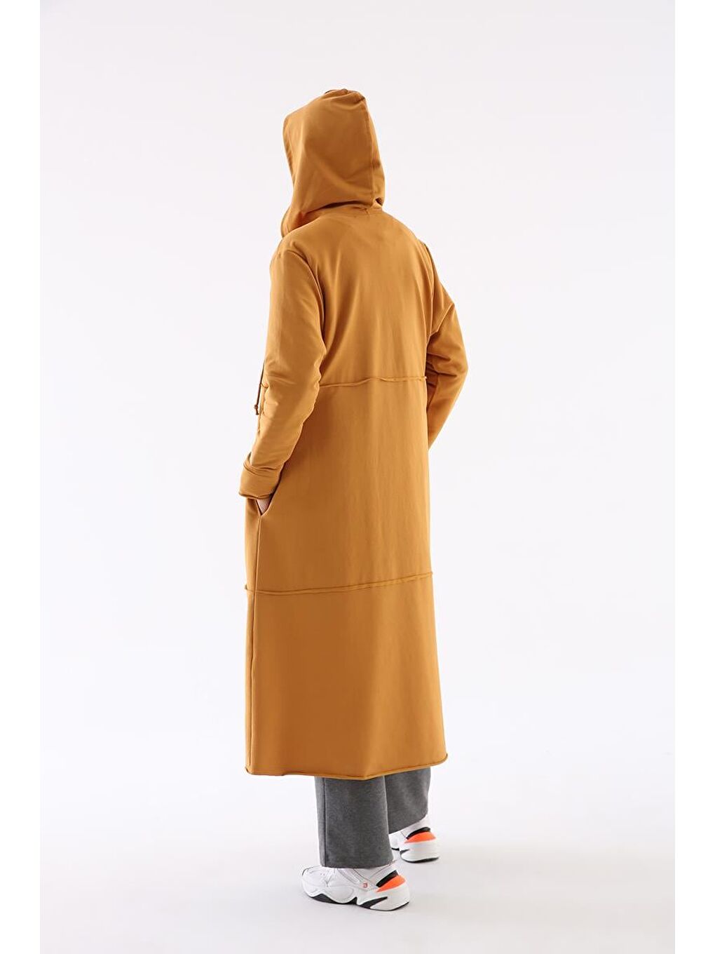 Sarı Açık Hardal Büyük Beden Penye Hırka-3