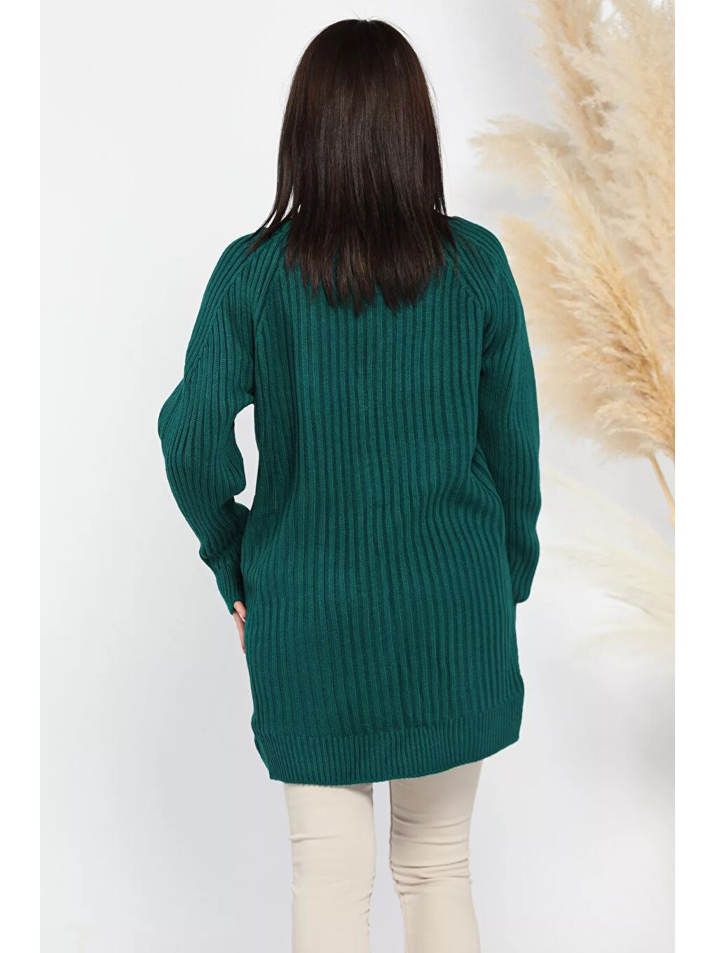 Yeşil Örme Kadın Triko Hırka-2