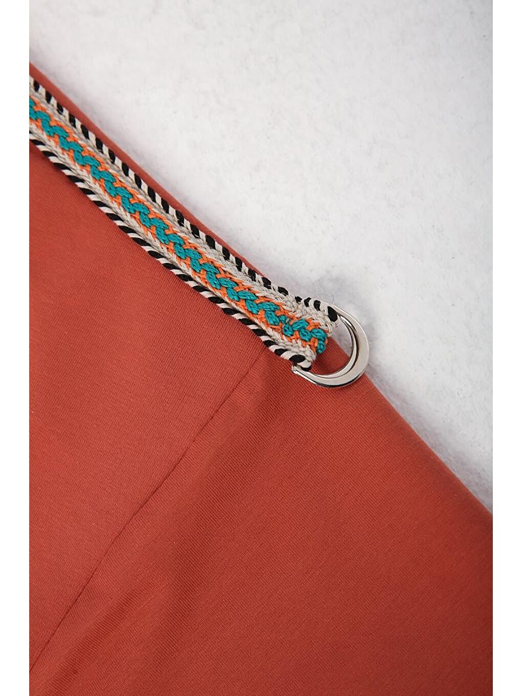 Kahverengi Tarçın Kapüşonlu Şerit Detaylı Salaş Hırka-4