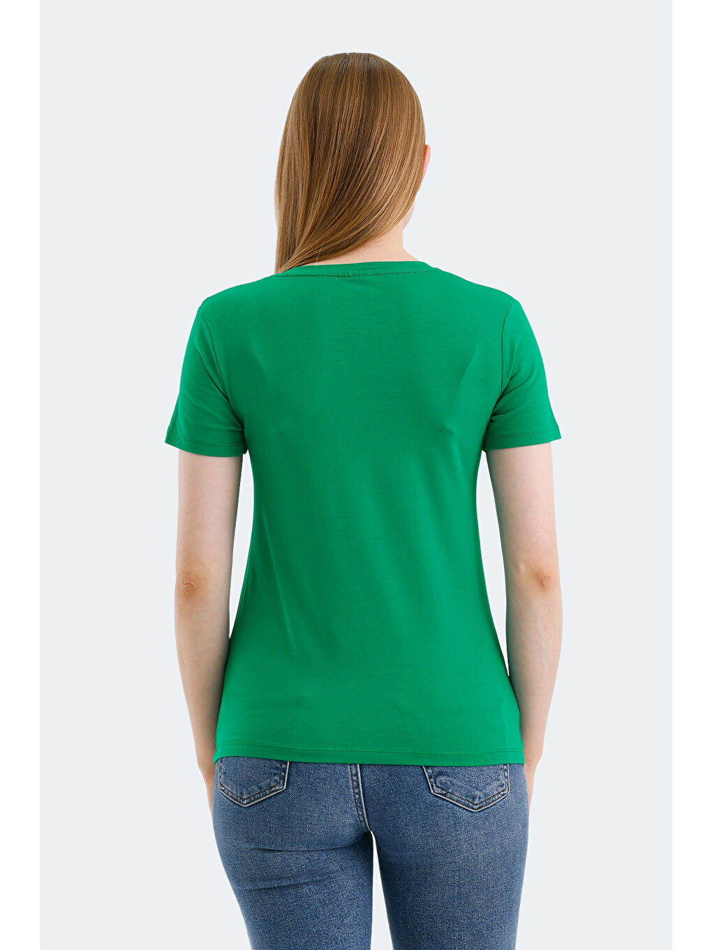 VIVEK Kadın V Yaka Yeşil Tişört-1