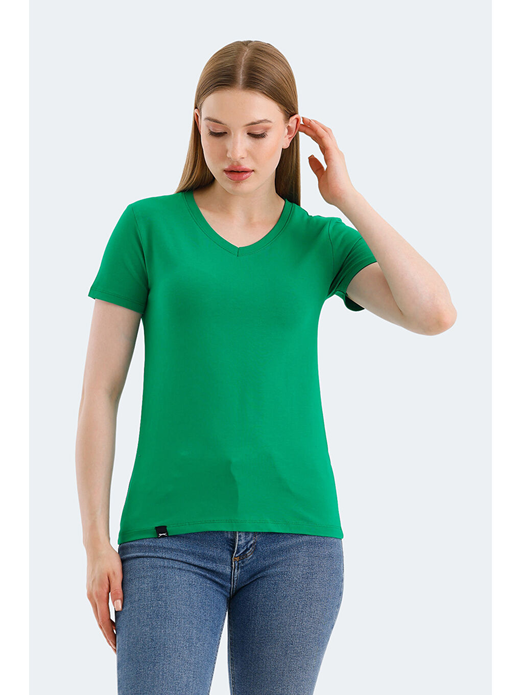 VIVEK Kadın V Yaka Yeşil Tişört-5