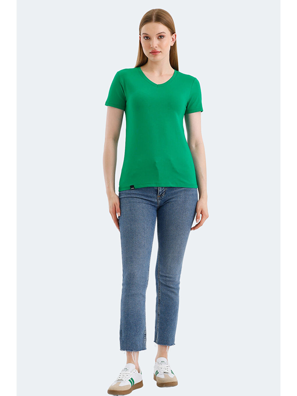 VIVEK Kadın V Yaka Yeşil Tişört-6