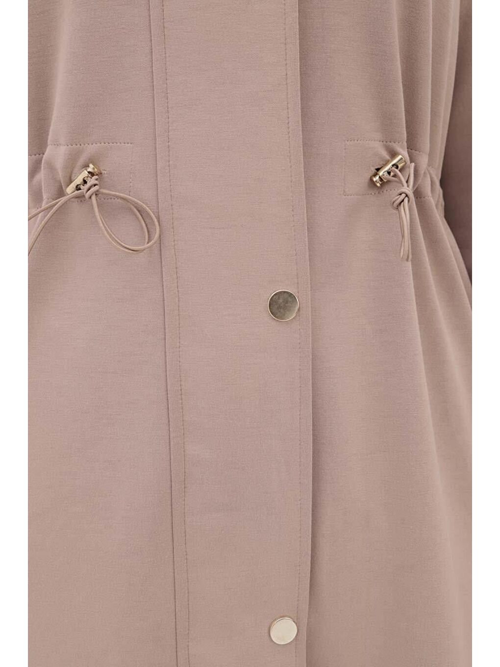 Bej Vizon Kapüşonlu Belden Kanallı Hırka-4