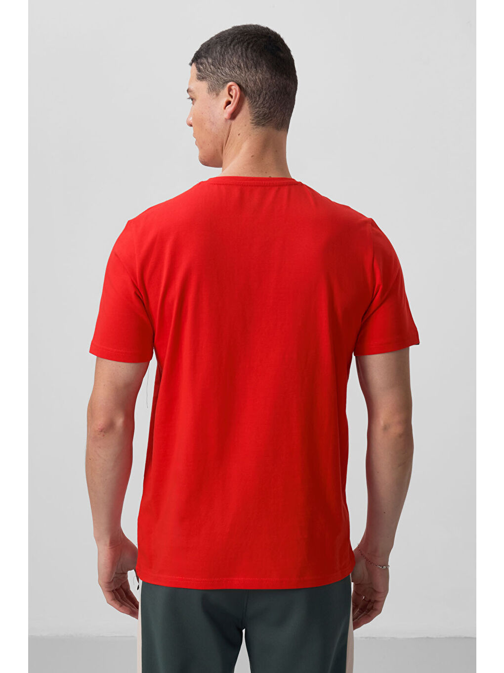 Kırmızı Fiesta Erkek Basic Kısa Kol Standart Kalıp Bisiklet Yaka Tişört - 87911-4