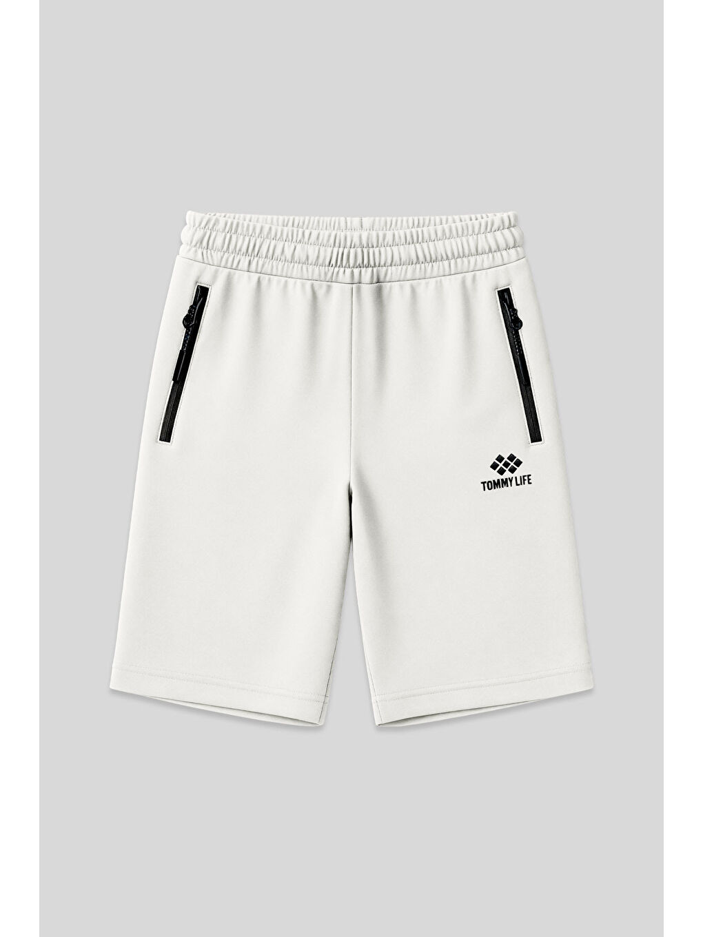 Ekru Gizli Fermuar Arka Cepli Bağcıklı Standart Kalıp Erkek Şort - 81136