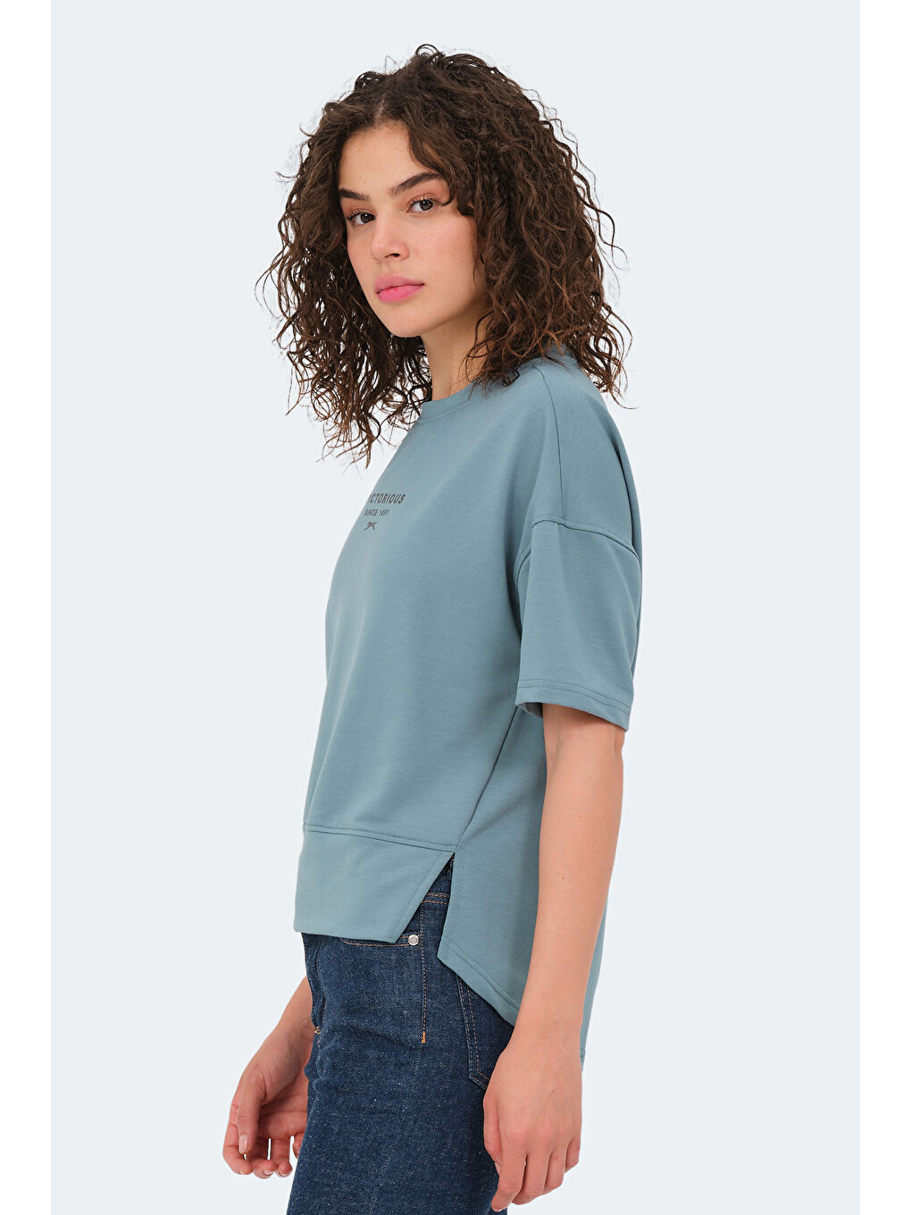 Turkuaz VILLAGE Kadın Oversıze Su Yeşili Tişört-2