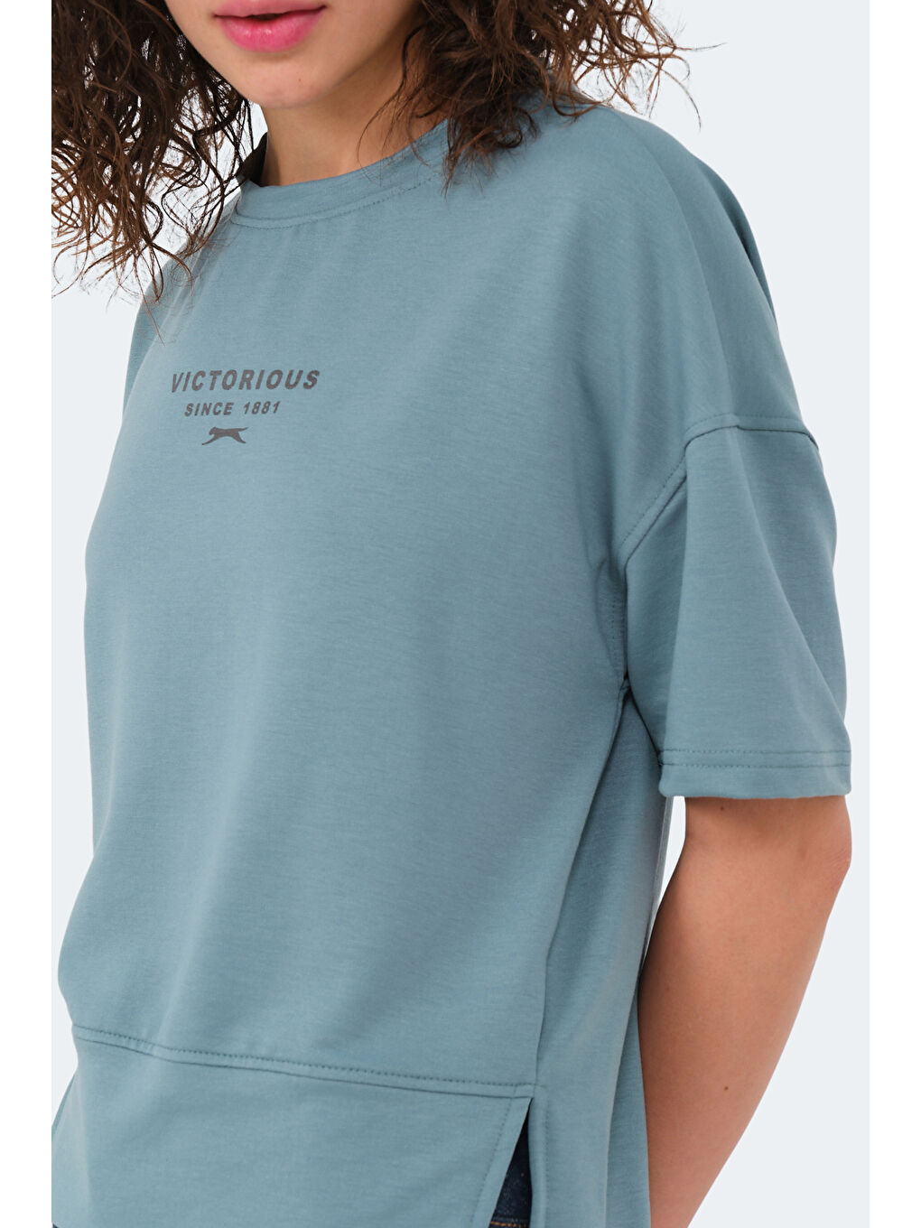 Turkuaz VILLAGE Kadın Oversıze Su Yeşili Tişört-3