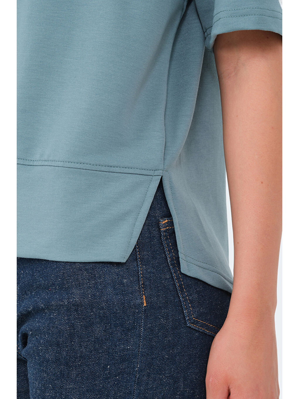 Turkuaz VILLAGE Kadın Oversıze Su Yeşili Tişört-4