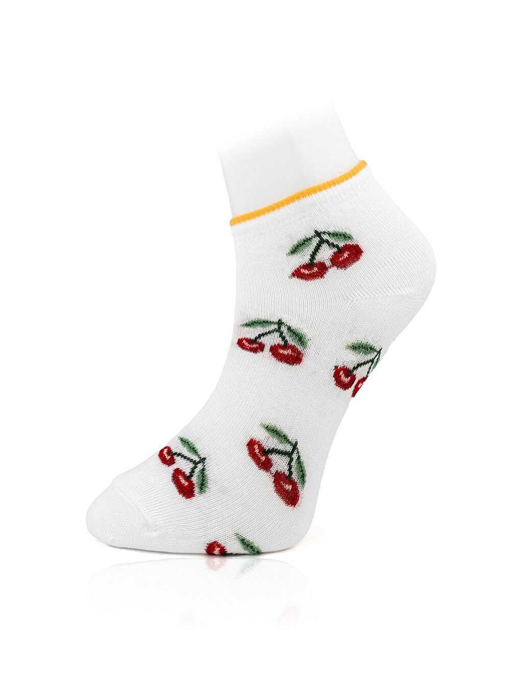 Karışık 6'lı Kadın Kiraz Desenli Renkli Kaliteli Kolej Patik Çorap-1